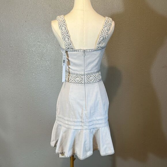 NEW Jonathan Simkhai flora Macrame strap mini dress in breeze color size o - Picture 5 of 12